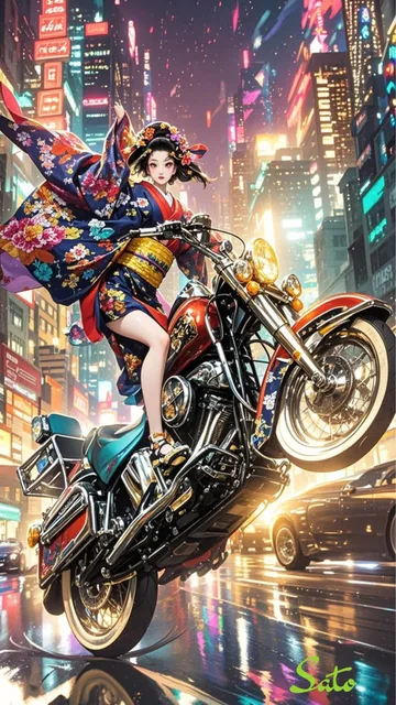 芸者× ハーレー
