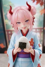 お団子ツインテールの鬼っ娘…舌だ出しフィギュア…桃