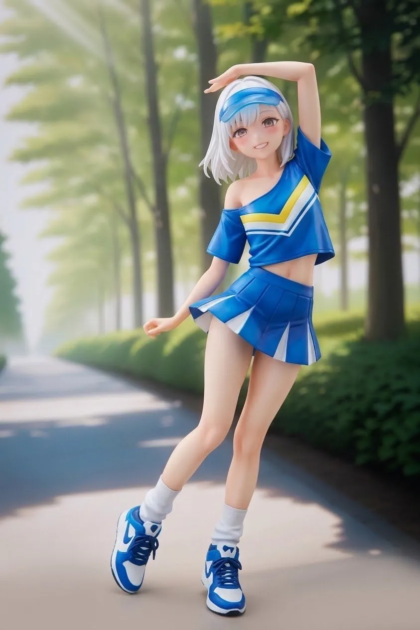 朝霧の林道のチアガール…フィギュア…白 — たくりんさんのAIイラスト