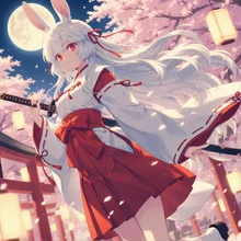 月下の桜、白兎の守り手