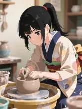 陶芸体験中の女の子
