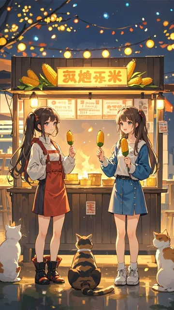 夜の縁日、焼きとうもろこし屋 - 🌟イベント 第129弾