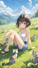 A girl and kittens — The Edge80さんのAIイラスト