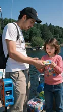 Anime Punk Steam Fisherman Bait Hook Teach Kid Warm