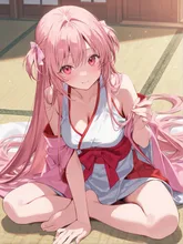 和風の巫女服の女の子 — 浮世絵風アートのAIイラスト|SUPPART