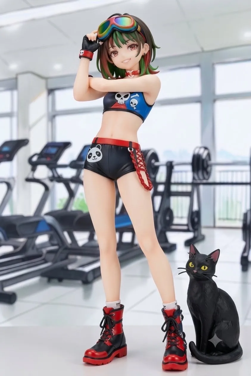 スポーツジムにやってきた…パンク娘と黒ニャンコ…フィギュア…茶