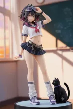コギャル委員長?ヘソ出しセーラー服…パンク娘と黒ニャンコ…フィギュア…黒 — 委員長イラストのAIイラスト|SUPPART
