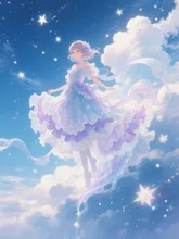 空と星とフリルが溶け合う