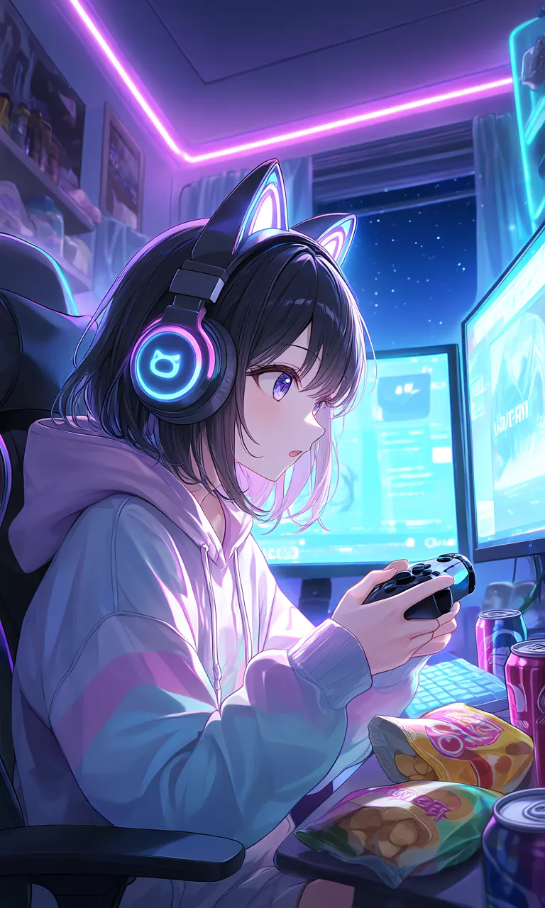 深夜はネトゲ三昧っ! — 画像生成掛け持ちしてますさんのAIイラスト