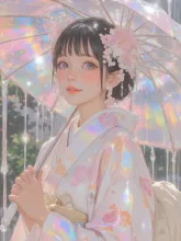 紫陽花と和傘