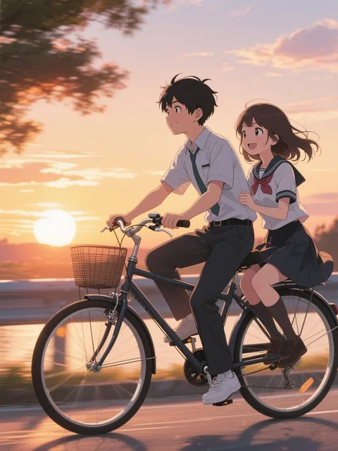 青春の自転車。