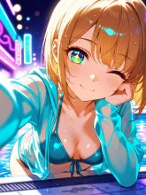 ナイトプールの稚奈。