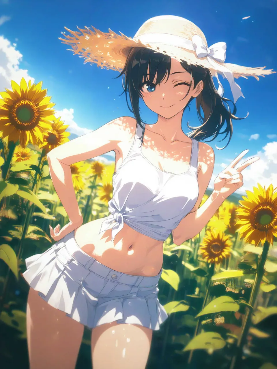 ひまわり畑と美少女3