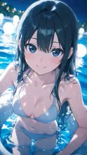 真夏のナイトプール·ネオン輝く夜のプール の投稿作品
