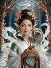 珊瑚と螺鈿の乙姫 ― 羽衣に抱かれて
