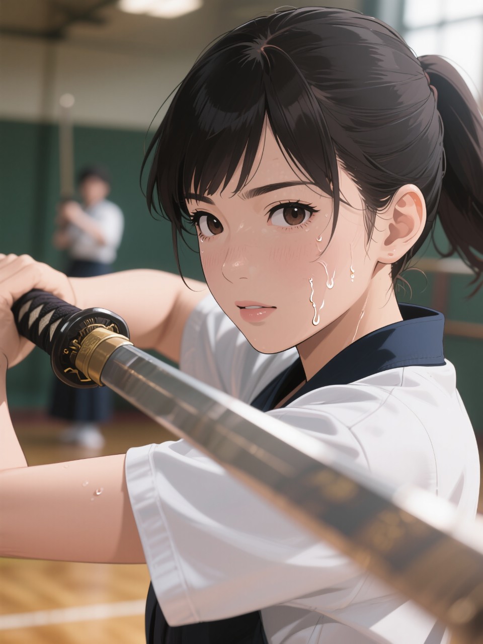 練習に打ち込む女子キャプテン
