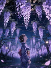 夜の藤棚 — 藤イラストのAIイラスト｜SUPPART
