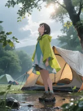 雨上がりの匂い② — キャンプイラストのAIイラスト|SUPPART