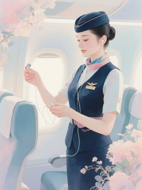 A stewardess distributing…