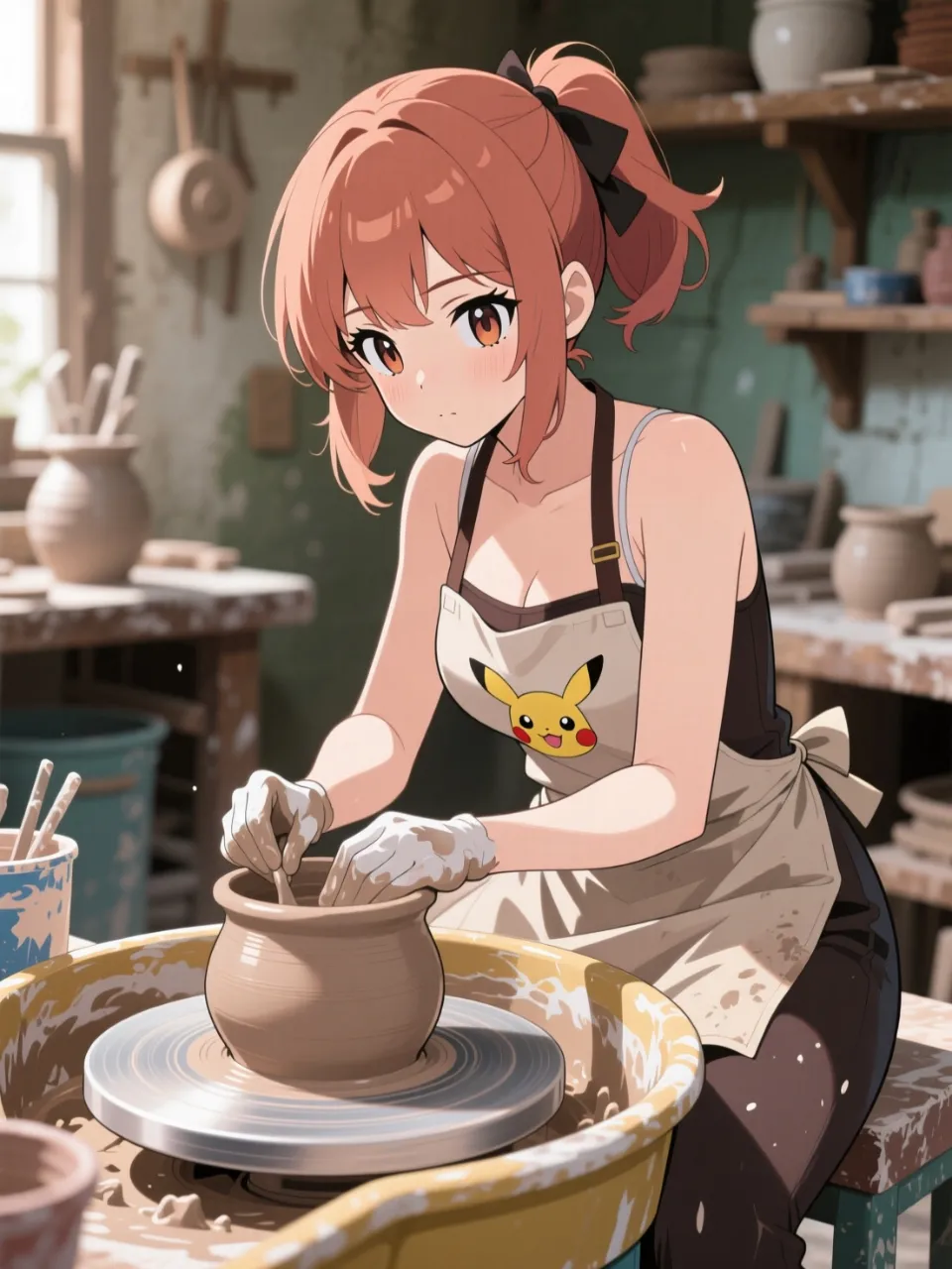 ポケモンの好きな女性の陶芸体験