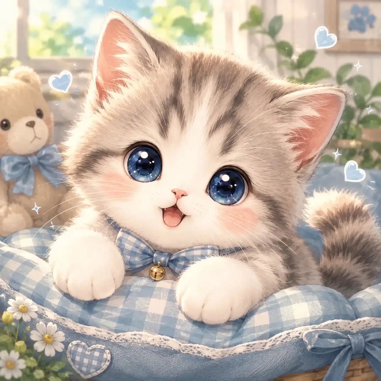 ニャ？🐱💙 — ぴつさんのAIイラスト