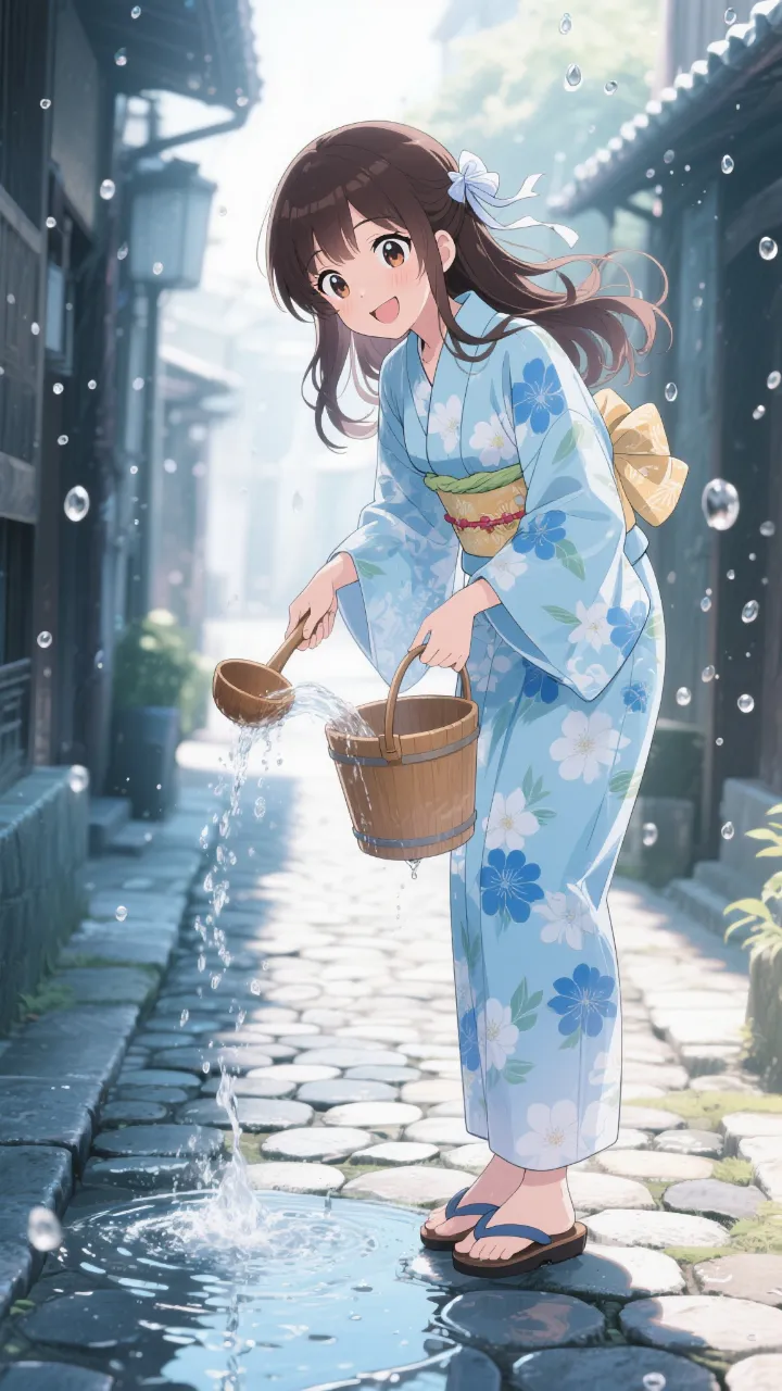 S 和の朝、きらめく水音