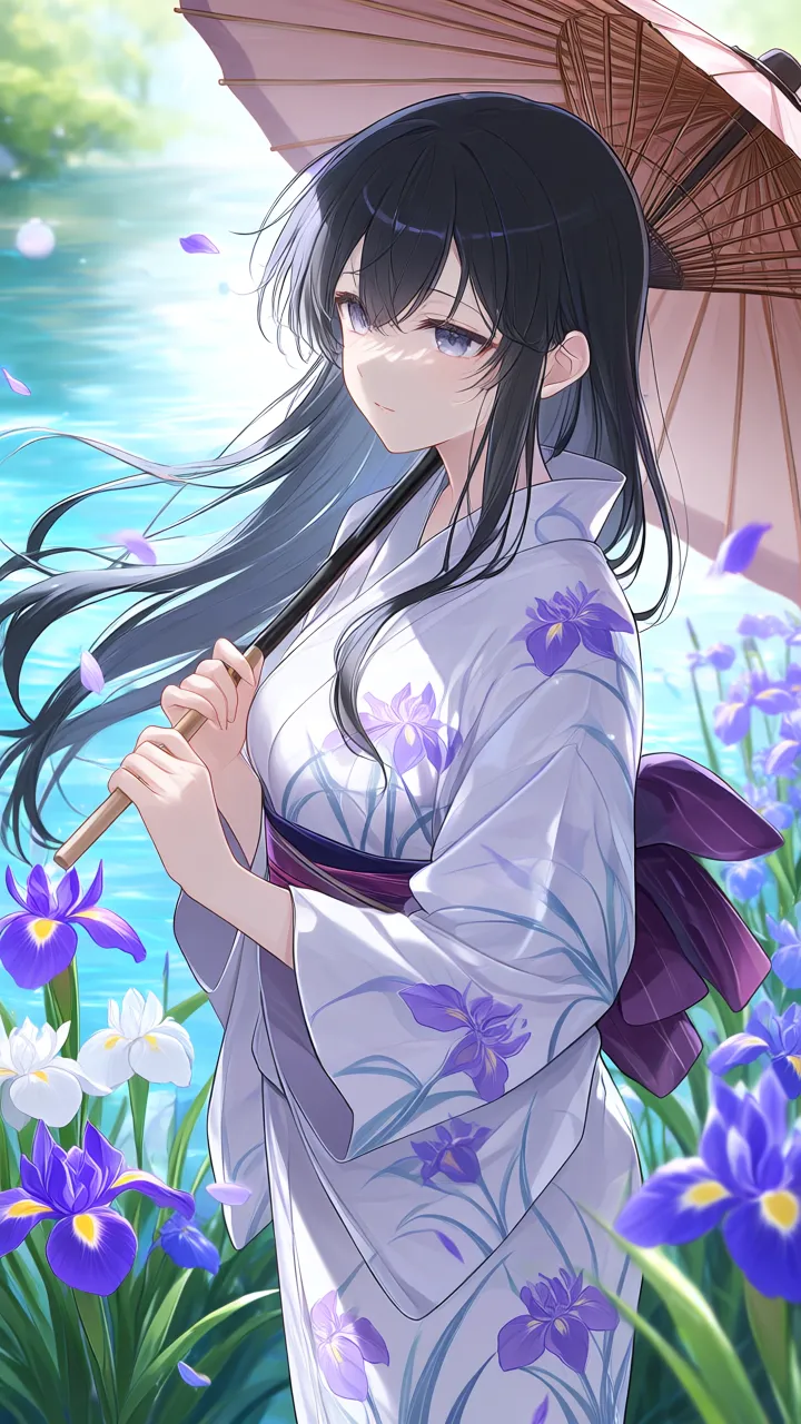 P 初夏の静寂と和傘の少女