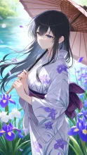 P　初夏の静寂と和傘の少女