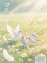 飛び方の練習 — コハクさんのAIイラスト