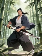 竹林と侍