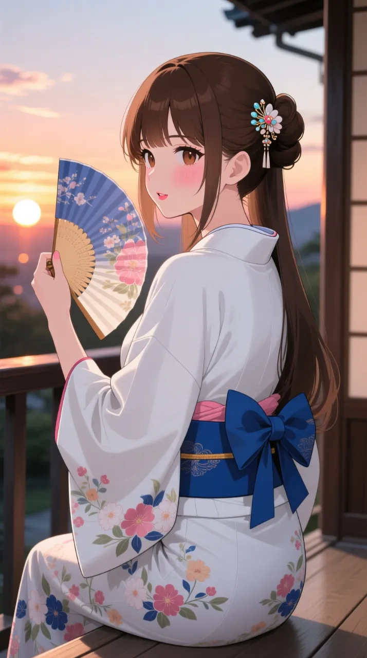 高精度アニメ - うちわと夏の女性 / はると