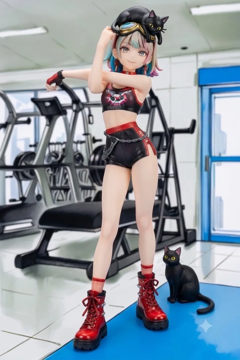 スポーツジムにやってきた…パンク娘と黒ニャンコ…フィギュア…金