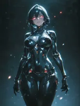 紅い電子（コード・ルージュ）の目覚め —黎明のサイバーアタック— — アンドロイドイラストのAIイラスト｜SUPPART