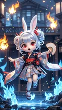 うさぎの炎舞 — kuppaさんのAIイラスト