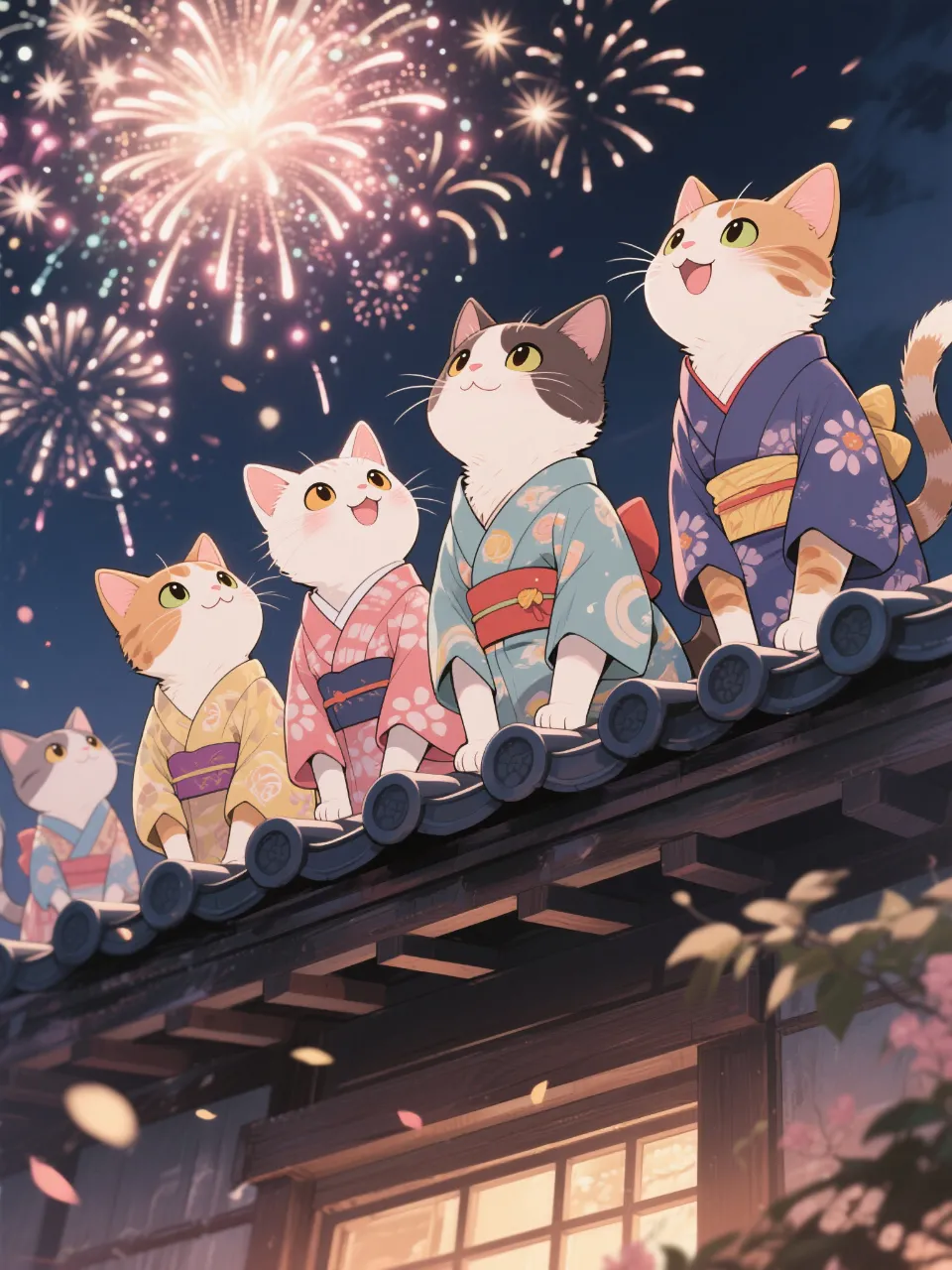 子猫の花火大会 — 水上雷太さんのAIイラスト