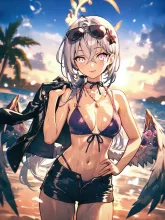 夕暮れとビキニアズサ