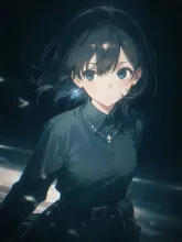宵闇に溶け込む少女