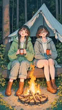 画像生成チャレンジ·焚き火とココア の投稿作品