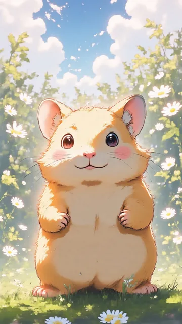 可愛らしい小型のハムスターの獣人が描かれています