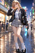ライダースジャケット·秋の夜の街角で の投稿作品
