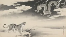 ガチの水墨画風 雲龍咆虎相対図 — 水墨画風アートのAIイラスト|SUPPART