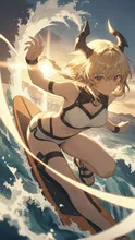 サーフィンをしている少女