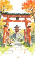 お稲荷さんのお出迎え — すみれさんのAIイラスト
