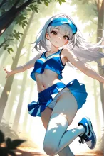 風が吹く木漏れ日の林道のチアガール…銀 — 木漏れ日イラストのAIイラスト|SUPPART