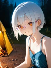 キャンプ女子·焚き火を囲む夜 の投稿作品