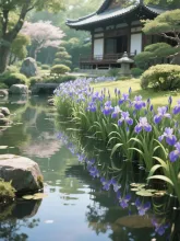 花菖蒲の咲く池
