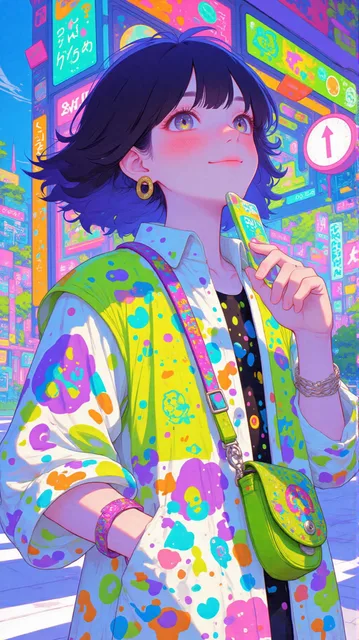 笑顔の女子、V系アニメ、ストリートアニメタッチ