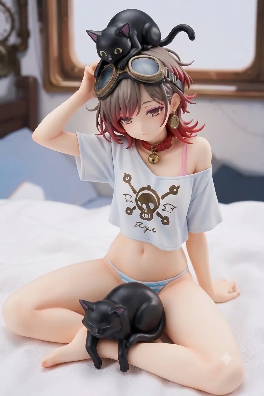朝はやっぱり眠いです…パンク娘と黒ニャンコ…フィギュア…茶
