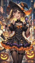 ハロウィン魔女娘💕スマホでカボチャ光らしてるの❤️アッ違っ💕魔法💕魔法だよぉ💕