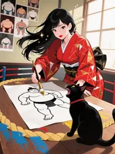 紙相撲準備中 — PONJINさんのAIイラスト